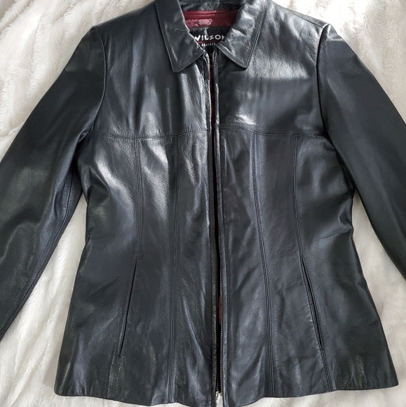 WILSONS LEATHER THINSULATE BLACK FITTED LEATHER JACKET WITH REMOVABLE LINER! - Picture 10 of 16